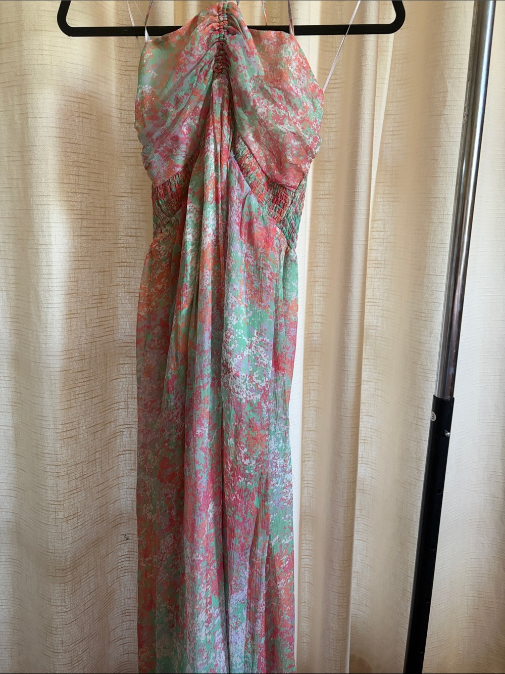 Joie Mint Green and Coral Floral Maxi Dress